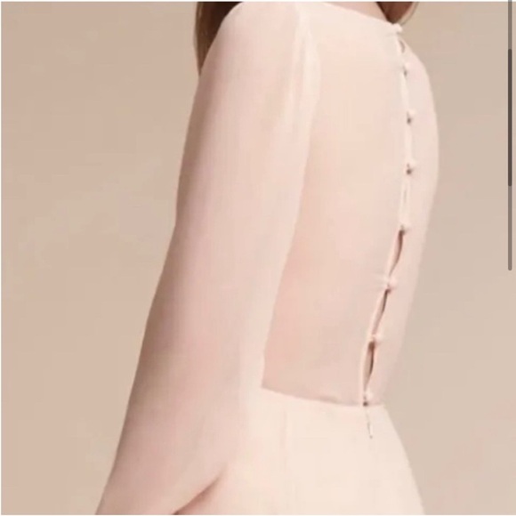 New Watters & Watters x BHLDN Nova Maxi Dress Ice Pink Chiffon Sz 10 - Picture 2 of 12